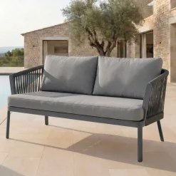 Divano da giardino in alluminio 2 posti Amalfi Grigio antracite