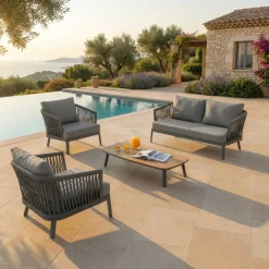 Divano da giardino in alluminio 2 posti Amalfi Grigio antracite