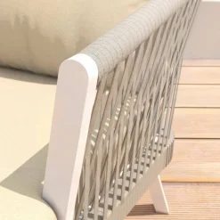 Divano da giardino in alluminio 3 posti Amalfi Bianco e beige