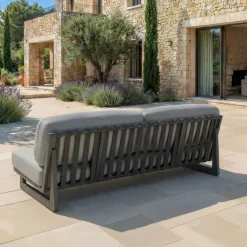 Divano da giardino in alluminio a 3 posti Long Beach Grigio antracite e tortora