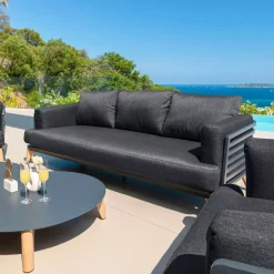 Divano da giardino in alluminio 3 posti Monte Carlo Grigio antracite