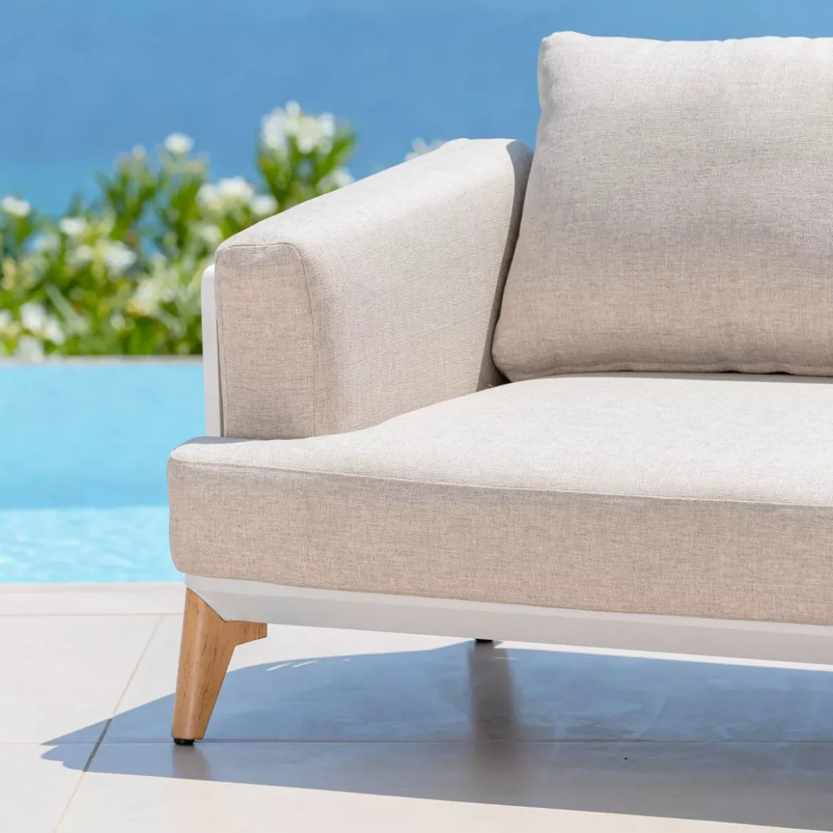 Divano da giardino in alluminio 2 posti Monte Carlo Bianco e tortora