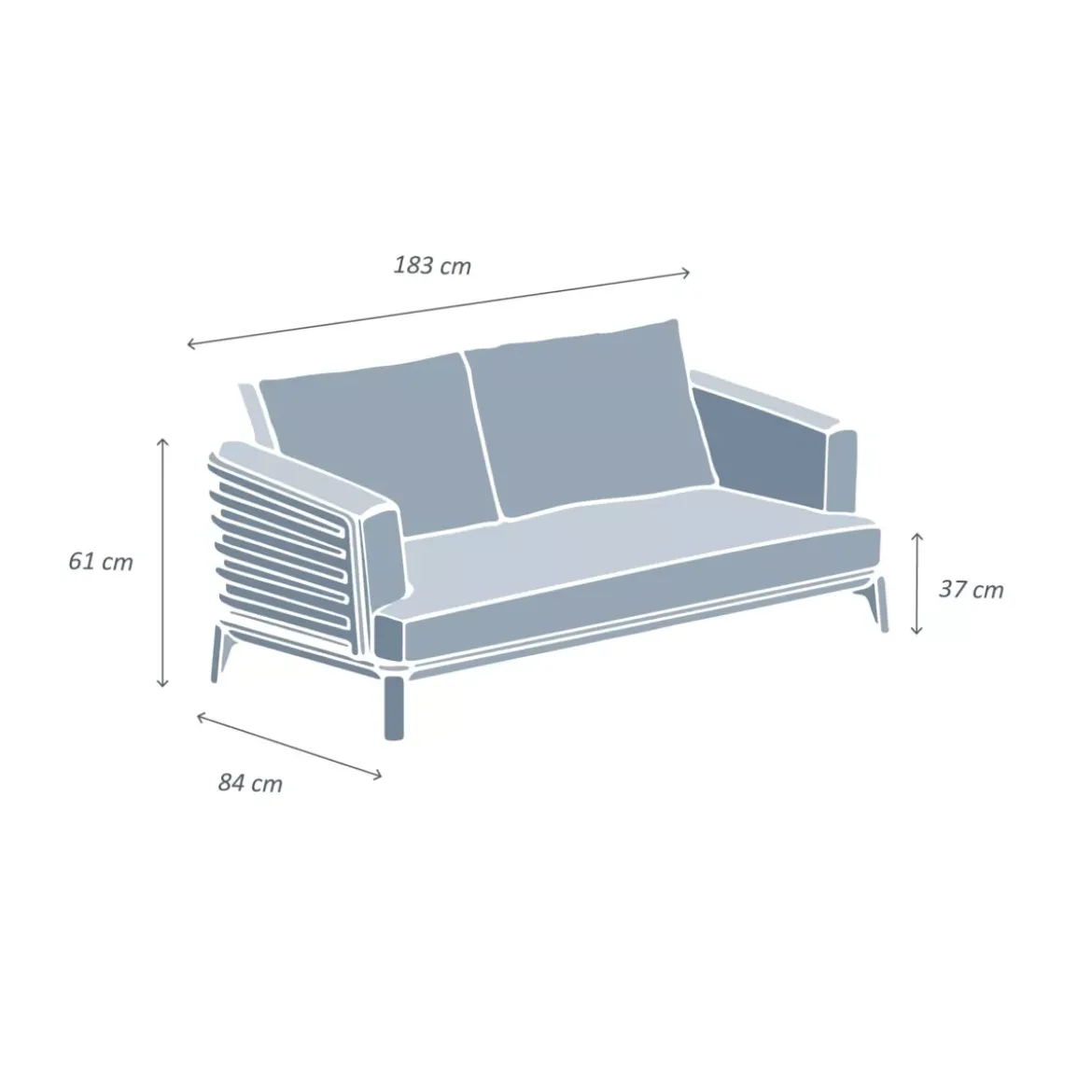 Divano da giardino in alluminio 2 posti Monte Carlo Grigio antracite e beige