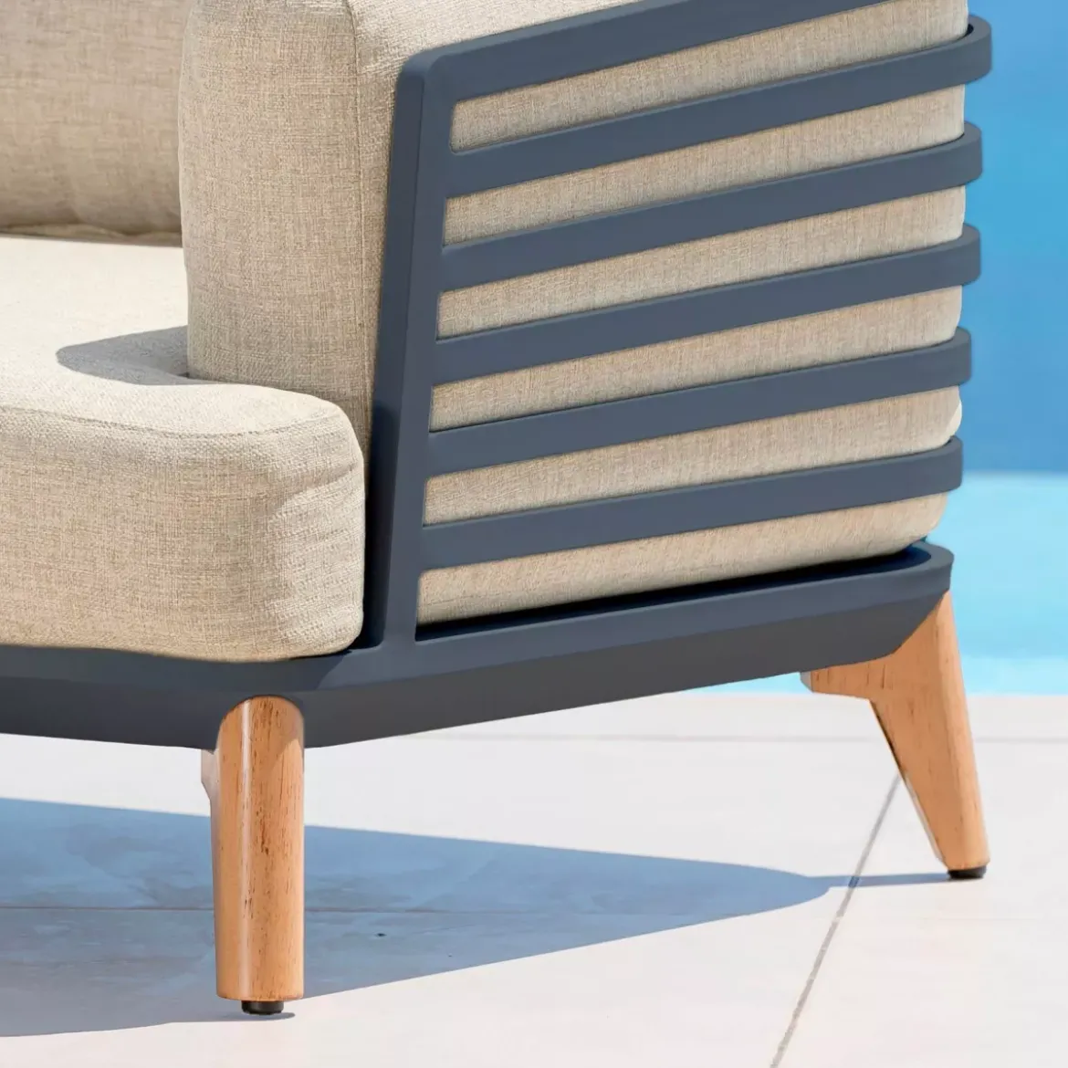 Divano da giardino in alluminio 2 posti Monte Carlo Grigio antracite e beige
