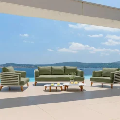 Divano da giardino in alluminio 2 posti Monte Carlo Bianco e verde rosmarino