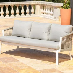 Divano da giardino in alluminio 3 posti Amalfi Bianco e tortora