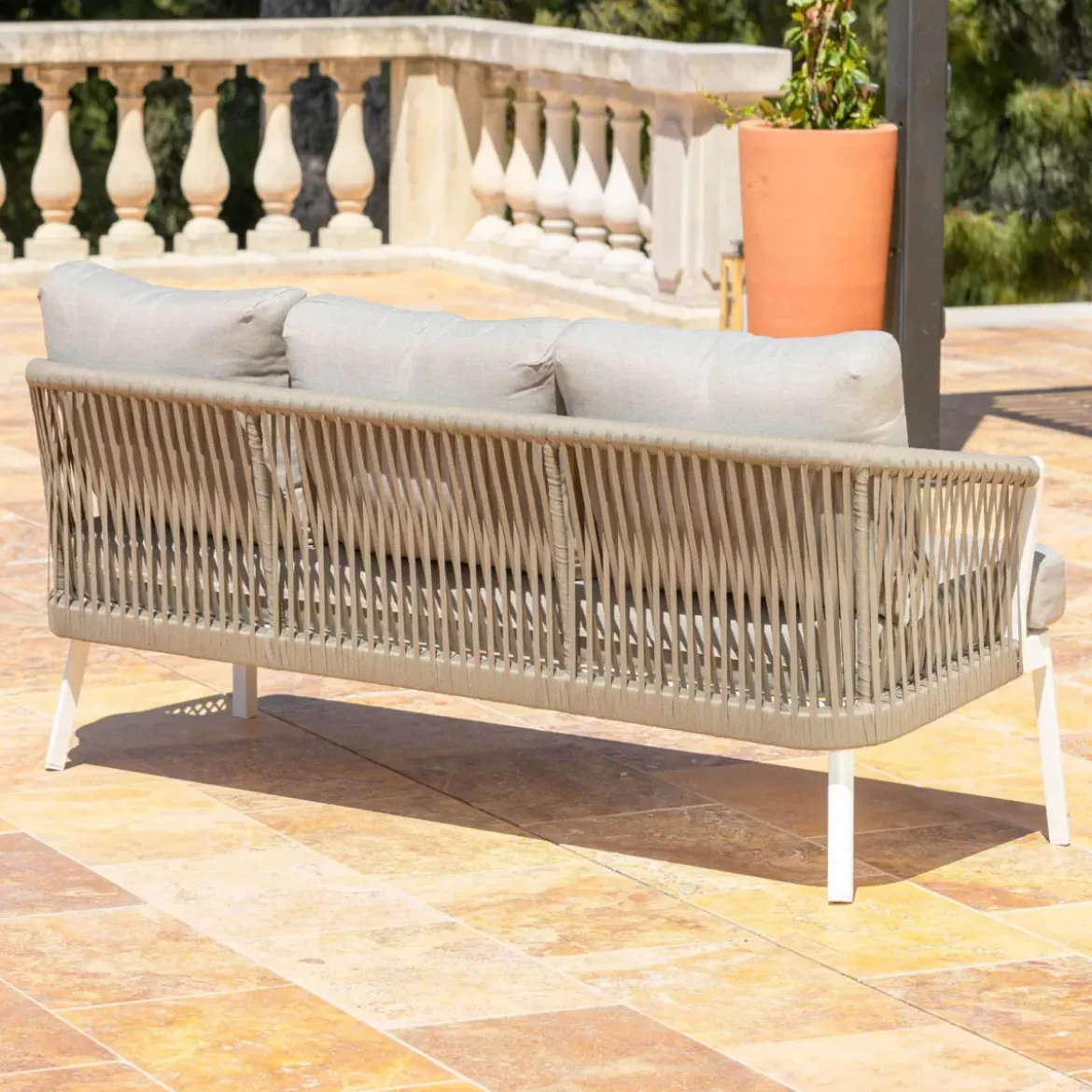 Divano da giardino in alluminio 3 posti Amalfi Bianco e tortora