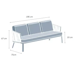 Divano da giardino in alluminio 3 posti Amalfi Grigio antracite