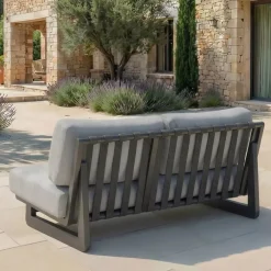 Divano da giardino in alluminio 2 posti Long Beach Antracite e grigio chiaro