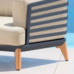Divano da giardino in alluminio 3 posti Monte Carlo Grigio antracite e beige