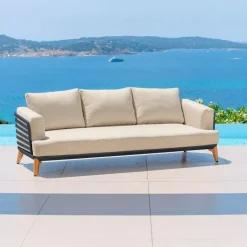 Divano da giardino in alluminio 3 posti Monte Carlo Grigio antracite e beige