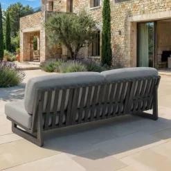 Divano da giardino in alluminio a 3 posti Long Beach Grigio antracite e grigio chiaro