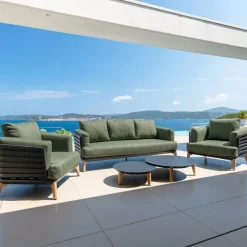 Divano da giardino in alluminio 2 posti Monte Carlo Grigio antracite e verde rosmarino
