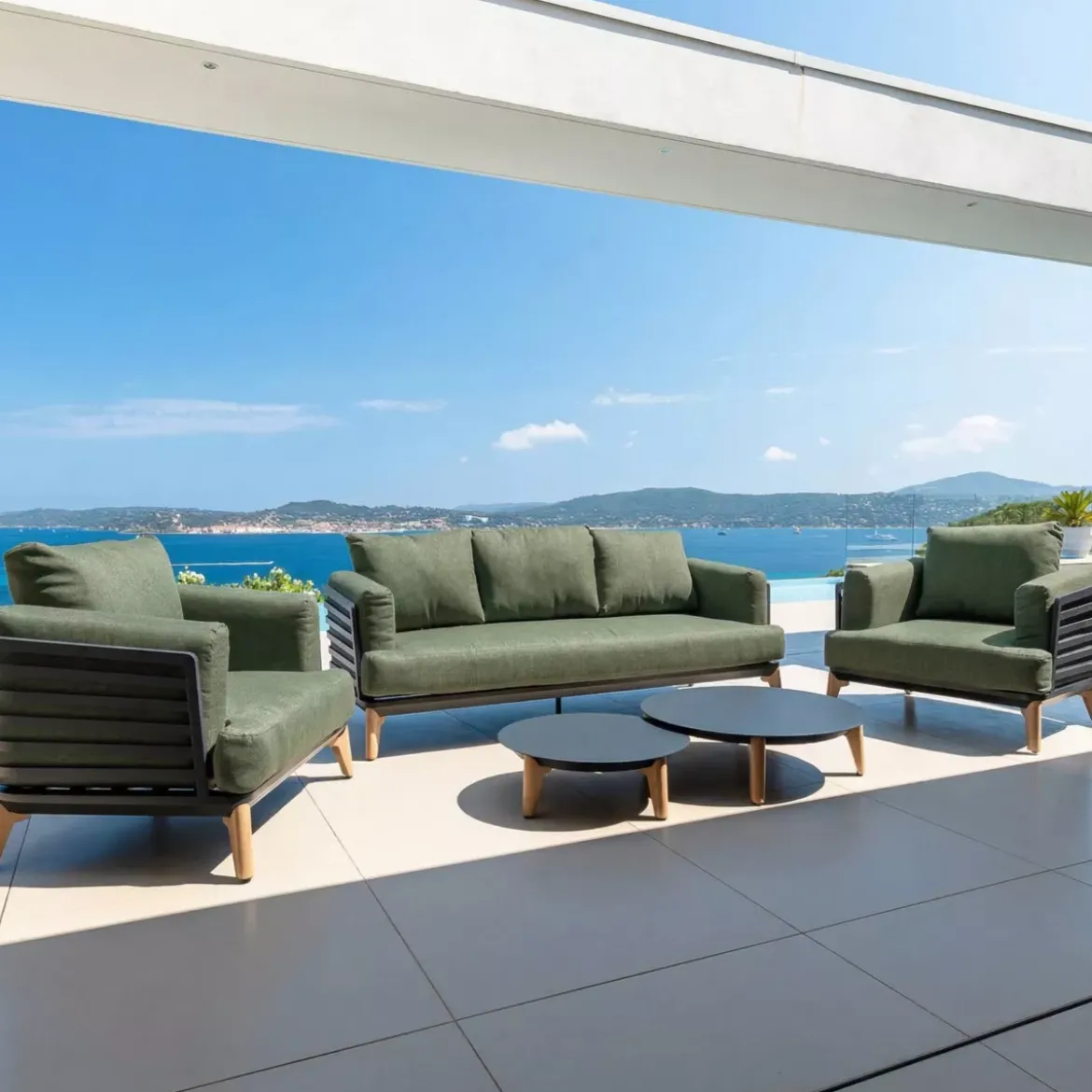 Divano da giardino in alluminio 2 posti Monte Carlo Grigio antracite e verde rosmarino