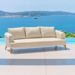 Divano da giardino in alluminio 3 posti Monte Carlo Bianco e beige