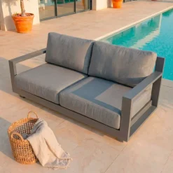 Divano da giardino in alluminio 2 posti Elba Grigio antracite