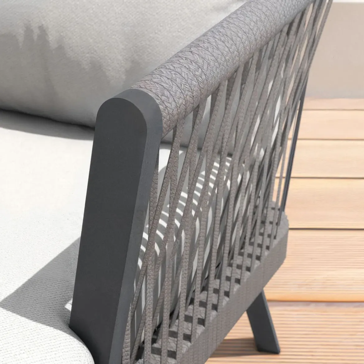 Divano da giardino in alluminio 3 posti Amalfi Grigio antracite e grigio chiaro