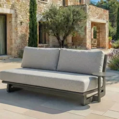 Divano da giardino in alluminio 2 posti Long Beach Grigio antracite e tortora