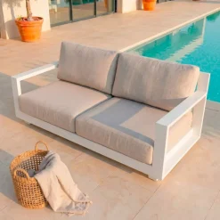 Divano da giardino in alluminio 2 posti Elba Bianco e tortora
