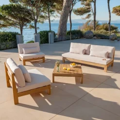 Divano da giardino in legno di acacia 3 posti Bornéo Sabbia