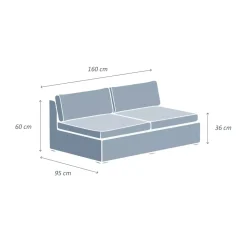Divano da giardino in resina intrecciata 2 posti Palma Grigio e beige