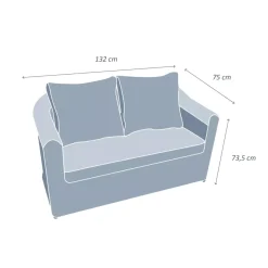 Divano da giardino in resina intrecciata 2 posti Calvi Bianco e grigio chiaro