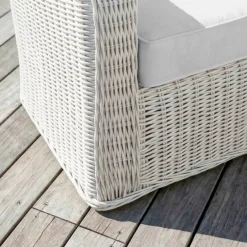 Divano da giardino in resina intrecciata 3 posti Calvi Bianco