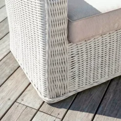 Divano da giardino in resina intrecciata 2 posti Calvi Bianco e tortora