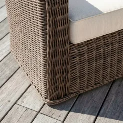 Divano da giardino in resina intrecciata 3 posti Calvi Seppia e beige
