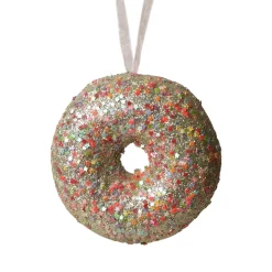 Donut di Natale da appendere (D9 cm) Golosità Verde glitterato