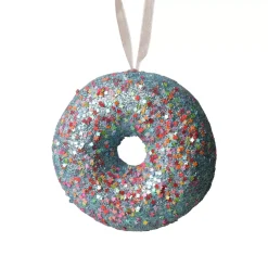 Donut di Natale da appendere (D9 cm) Golosità Blu glitterato