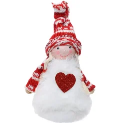 Fata di Natale da appendere (H12 cm) Maggie Cuore glitterato Rosso