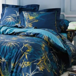Federa cuscino a rullo cotone superiore (L200 cm) Kimono Blu