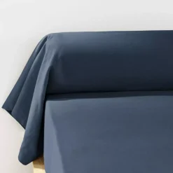 Federa cuscino a rullo flanella di cotone (L185 cm) Théa Blu notte