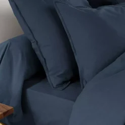 Federa cuscino a rullo flanella di cotone (L185 cm) Théa Blu notte