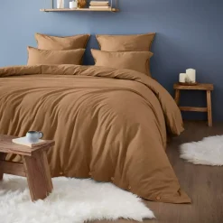 Federa cuscino a rullo flanella di cotone (L185 cm) Théa Camel