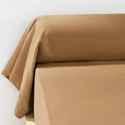 Federa cuscino a rullo flanella di cotone (L185 cm) Théa Camel