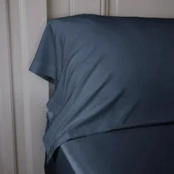 Federa cuscino a rullo flanella in raso di bambù (L185 cm) Sienna Blu notte