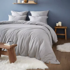 Federa cuscino a rullo flanella di cotone (L185 cm) Théa Grigio chiaro