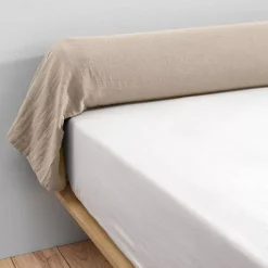 Federa cuscino a rullo garza di cotone (L185 cm) Gaïa Beige pampa