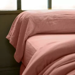 Federa cuscino a rullo garza di cotone (L185 cm) Gaïa Rosa pesca