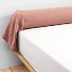 Federa cuscino a rullo garza di cotone (L185 cm) Gaïa Rosa pesca