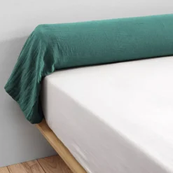 Federa cuscino a rullo garza di cotone (L185 cm) Gaïa Blu ottanio