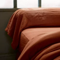 Federa cuscino a rullo garza di cotone (L185 cm) Gaïa Terracotta