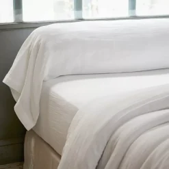 Federa cuscino a rullo garza di cotone (L185 cm) Gaïa Bianco chantilly