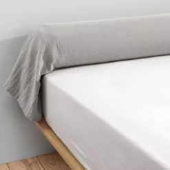 Federa cuscino a rullo garza di cotone (L185 cm) Gaïa Grigio nuvola