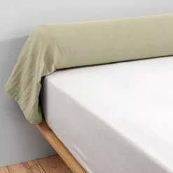 Federa cuscino a rullo garza di cotone (L185 cm) Gaïa Verde tiglio