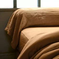 Federa cuscino a rullo garza di cotone (L185 cm) Gaïa Camel