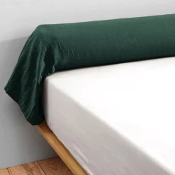 Federa cuscino a rullo garza di cotone (185 cm) Gaïa Verde abete