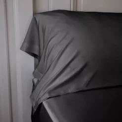 Federa cuscino a rullo in raso di bambù (L185 cm) Sienna Nero